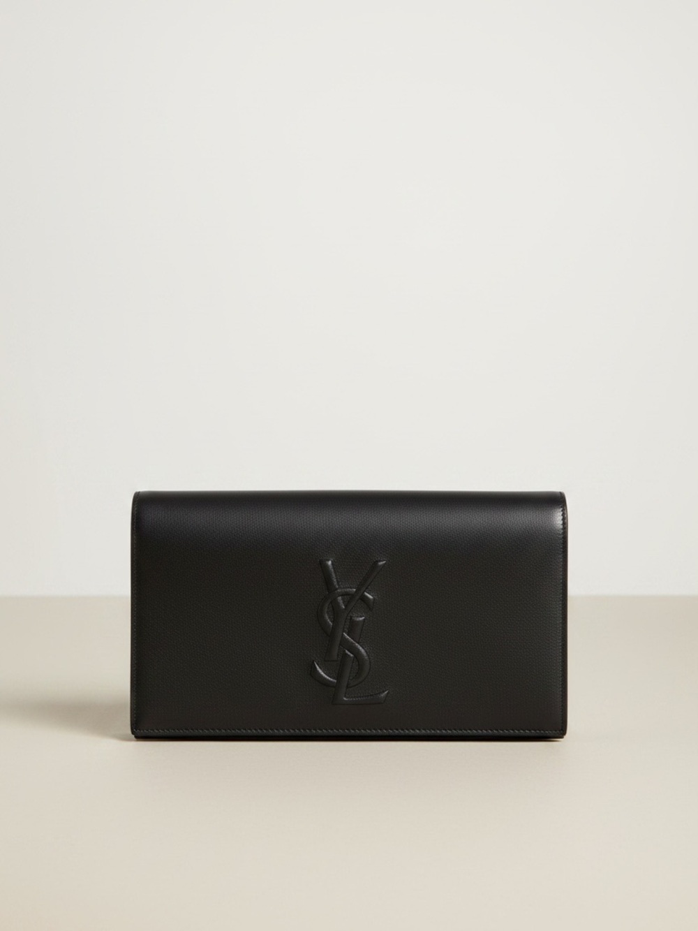 Yves Saint Laurent YSL Black on Black Clutch with Dust Bag